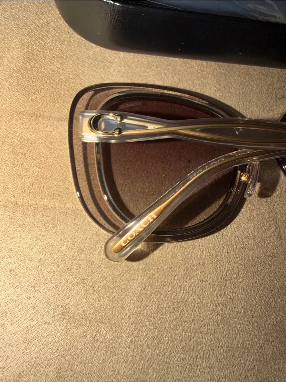 Coach Translucent Brown Gradient Oversized Women's Sunglasses